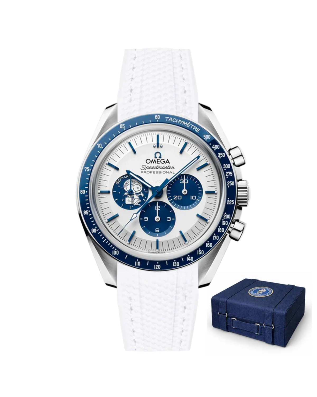 Speedmaster Anniversary Series  - Pulseira de Borracha Branca (Foguete Funcional + Caixa e Certificados)