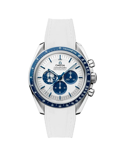 Speedmaster Anniversary Series “Silver Snoopy Award” - (Pulseira de Borracha Branca)
