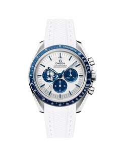 Speedmaster Anniversary Series “Silver Snoopy Award” - (Pulseira de Borracha Branca)