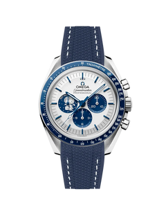 Speedmaster Anniversary Series “Silver Snoopy Award” - (Pulseira de Borracha Azul)